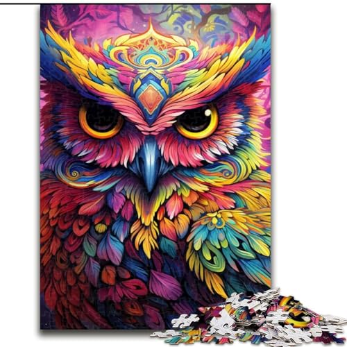 1000-teiliges Puzzle „Rosa Eule“ aus Holz, interaktives Familienspiel, geeignet für Kinder ab 14 Jahren, 50x75cm, Denksportaufgabe, Spiel für Erwachsene, interaktive Familienaktivität von LiJianXXE