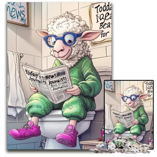 1000-teiliges Puzzle „Sheep Go Toilet“, Kartonpuzzle für Erwachsene, pädagogisches Denkspiel, künstlerische Heim- und Bürodekoration, ab 14 Jahren, 26x38cm/10,23x14,96 Zoll 1000-teiliges Puzzle „Sheep Go Toilet“, Kartonpuzzle für Erwachsene, pädagogisches Denkspiel, künstlerische Heim- und Bürodekoration, ab 14 Jahren, 26x38cm/10,23x14,96 Zoll von LiJianXXE