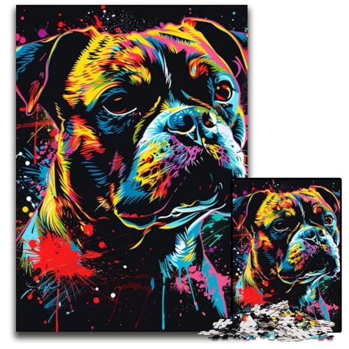 1000-teiliges Puzzle „Staffordshire Bull Terrier“, Kartonpuzzle für Erwachsene, pädagogisches Denkspiel, künstlerische Heim- und Bürodekoration, ab 14 Jahren, 26x38cm/10,23x14,96 Zoll von LiJianXXE