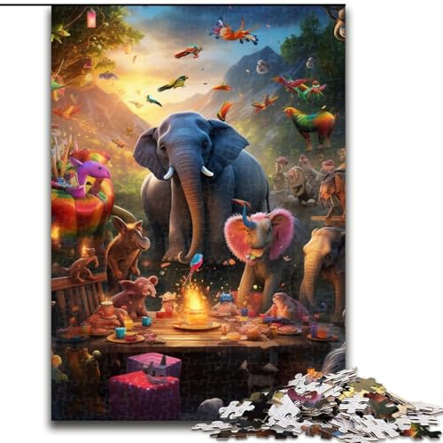 1000-teiliges Puzzle „Tierparty“ aus Pappe, anspruchsvolles Denkspiel für Teenager, perfekt als Heimdekoration oder Geschenk, 1000 Stück(26x38cm) von LiJianXXE