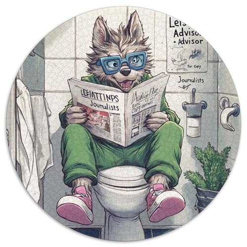 1000-teiliges Puzzle „Wolf Go Toilet Impossible“ für Erwachsene für Feiertage, Geburtstage und Familienspieleabende, 67,5 x 67,5 cm von LiJianXXE