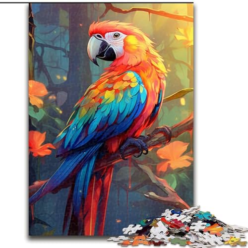 1000-teiliges Puzzle Art Papagei aus Holz, interaktives Familienspiel, geeignet für Kinder ab 14 Jahren, 50x75cm, Denksportaufgabe, Spiel für Erwachsene, interaktive Familienaktivität von LiJianXXE