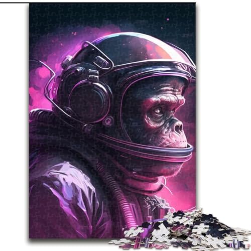 1000-teiliges Puzzle Astronaut Schimpanse aus Holz, interaktives Familienspiel, geeignet für Kinder ab 14 Jahren, 50x75cm, Denksportaufgabe, Spiel für Erwachsene, interaktive Familienaktivität von LiJianXXE
