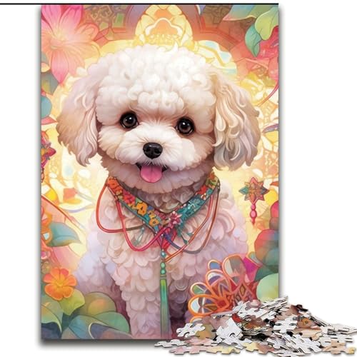 1000-teiliges Puzzle Bichon Frise aus Holz, interaktives Familienspiel, geeignet für Kinder ab 14 Jahren, 50x75cm, Denksportaufgabe, Spiel für Erwachsene, interaktive Familienaktivität von LiJianXXE