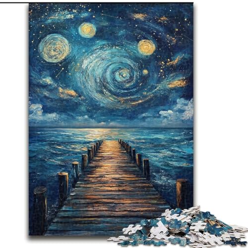 1000-teiliges Puzzle Brücke unter dem Nachthimmel, geeignet für Kinder ab 14 Jahren, Lernspiele für zu Hause, DIY-Spielzeug, Kunstwerk, Geschenk (Größe 50x75cm) von LiJianXXE