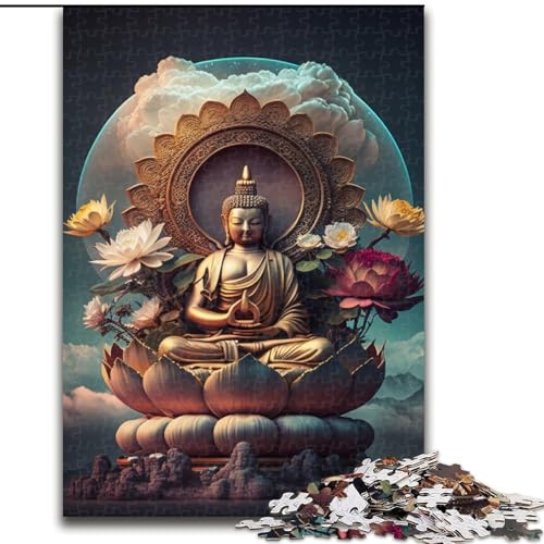 1000-teiliges Puzzle Buddha aus Holz, interaktives Familienspiel, geeignet für Kinder ab 14 Jahren, 50x75cm, Weihnachten oder Geburtstage von LiJianXXE