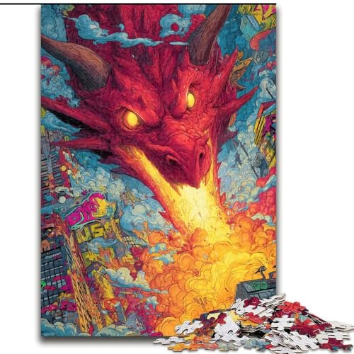 1000-teiliges Puzzle Fliegender Drache, geeignet für Kinder ab 14 Jahren, Lernspiele für zu Hause, DIY-Spielzeug, Kunstwerk, Geschenk (Größe 50x75cm) von LiJianXXE