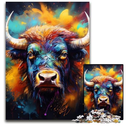 1000-teiliges Puzzle-Geschenk, Buffalo-Kartonpuzzle für Erwachsene, pädagogisches Denkspiel, künstlerische Heim- und Bürodekoration, ab 14 Jahren, 26x38cm/10,23x14,96 Zoll von LiJianXXE