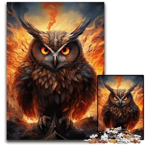 1000-teiliges Puzzle-Geschenk, Bunte Kunst-Eule, Kartonpuzzle für Erwachsene, pädagogisches Denkspiel, künstlerische Heim- und Bürodekoration, ab 14 Jahren, 26x38cm/10,23x14,96 Zoll von LiJianXXE