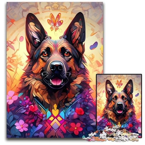 1000-teiliges Puzzle-Geschenk, Deutscher Schäferhund, Kartonpuzzle für Erwachsene, pädagogisches Denkspiel, künstlerische Heim- und Bürodekoration, ab 14 Jahren, 26x38cm/10,23x14,96 Zoll von LiJianXXE