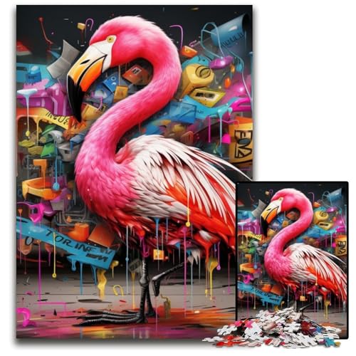 1000-teiliges Puzzle-Geschenk, Flamingo-Graffiti, Holzpuzzle für Erwachsene, pädagogisches Denkspiel, künstlerische Heim- und Bürodekoration, ab 14 Jahren, 50x75cm/19,68x29,52 Zoll 1000-teiliges Puzzle-Geschenk, Flamingo-Graffiti, Holzpuzzle für Erwachsene, pädagogisches Denkspiel, künstlerische Heim- und Bürodekoration, ab 14 Jahren, 50x75cm/19,68x29,52 Zoll von LiJianXXE
