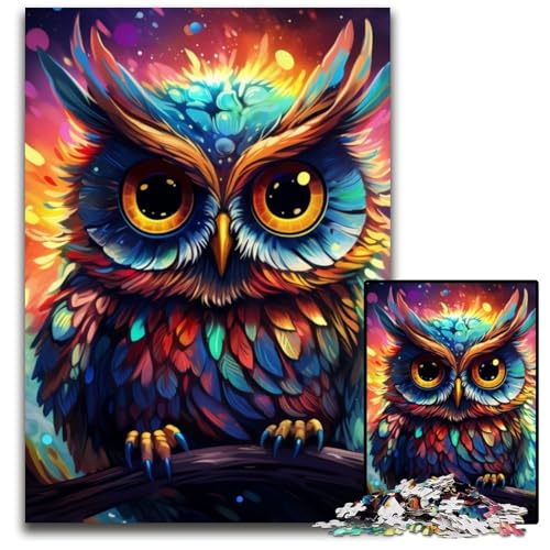 1000-teiliges Puzzle-Geschenk, Galaxie-Eule, Kartonpuzzle für Erwachsene, pädagogisches Denkspiel, künstlerische Heim- und Bürodekoration, ab 14 Jahren, 26x38cm/10,23x14,96 Zoll von LiJianXXE