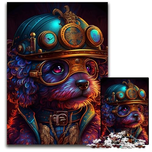 1000-teiliges Puzzle-Geschenk, Steampunk-Pudel, Kartonpuzzle für Erwachsene, pädagogisches Denkspiel, künstlerische Heim- und Bürodekoration, ab 14 Jahren, 26x38cm/10,23x14,96 Zoll von LiJianXXE