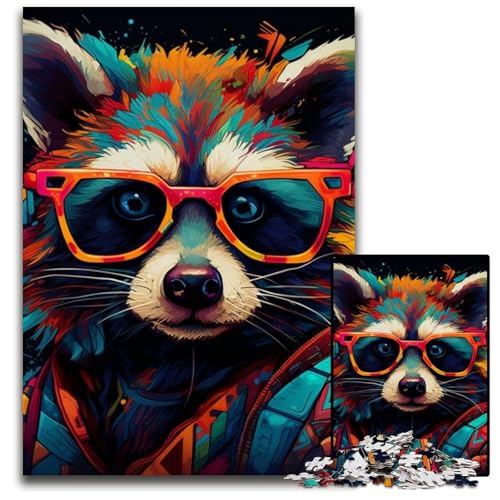 1000-teiliges Puzzle-Geschenk, bunter Waschbär, Kartonpuzzle für Erwachsene, pädagogisches Denkspiel, künstlerische Heim- und Bürodekoration, ab 14 Jahren, 26x38cm/10,23x14,96 Zoll 1000-teiliges Puzzle-Geschenk, bunter Waschbär, Kartonpuzzle für Erwachsene, pädagogisches Denkspiel, künstlerische Heim- und Bürodekoration, ab 14 Jahren, 26x38cm/10,23x14,96 Zoll von LiJianXXE