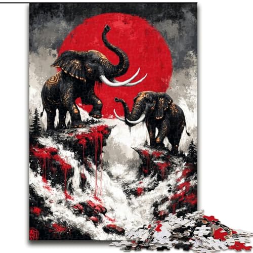 1000-teiliges Puzzle Magischer Elefant, geeignet für Kinder ab 14 Jahren, Lernspiele für zu Hause, DIY-Spielzeug, Kunstwerk, Geschenk (Größe 50x75cm) von LiJianXXE