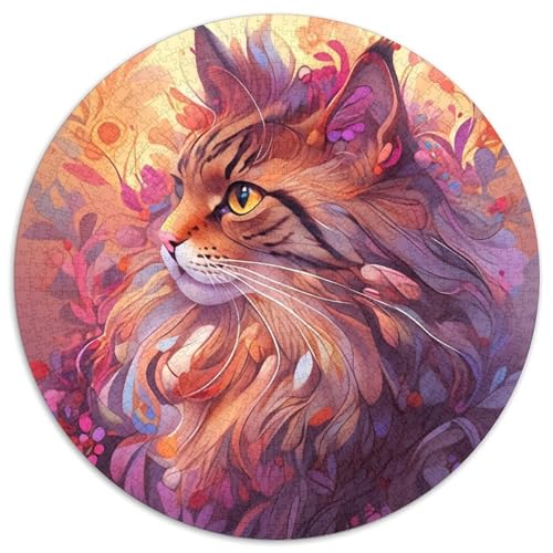 1000-teiliges Puzzle Maine Coon, rund, 1000 Teile, für Erwachsene, Heimdekoration und Urlaubsspaß, 67,5 x 67,5 cm 1000-teiliges Puzzle Maine Coon, rund, 1000 Teile, für Erwachsene, Heimdekoration und Urlaubsspaß, 67,5 x 67,5 cm von LiJianXXE