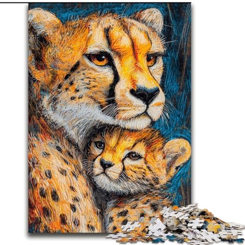 1000-teiliges Puzzle Prärie-Gepard, geeignet für Kinder ab 14 Jahren, Lernspiele für zu Hause, DIY-Spielzeug, Kunstwerk, Geschenk (Größe 50x75cm) von LiJianXXE