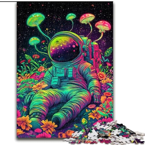 1000-teiliges Puzzle Psychedelischer Astronaut, geeignet für Kinder ab 14 Jahren, Lernspiele für zu Hause, DIY-Spielzeug, Kunstwerk, Geschenk (Größe 50x75cm) von LiJianXXE