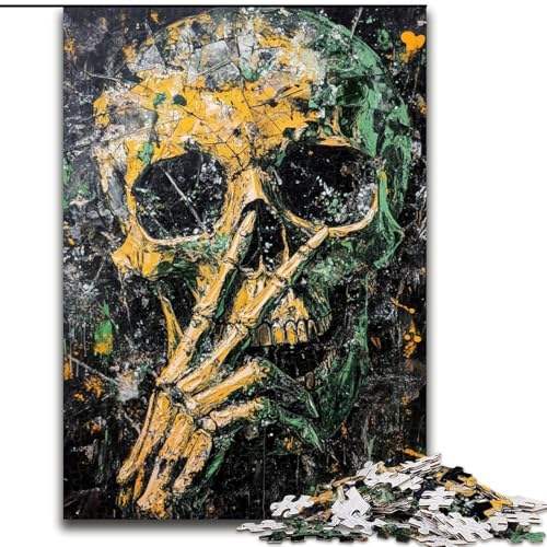 1000-teiliges Puzzle Smoky Skull, geeignet für Kinder ab 14 Jahren, Lernspiele für zu Hause, DIY-Spielzeug, Kunstwerk, Geschenk (Größe 50x75cm) von LiJianXXE