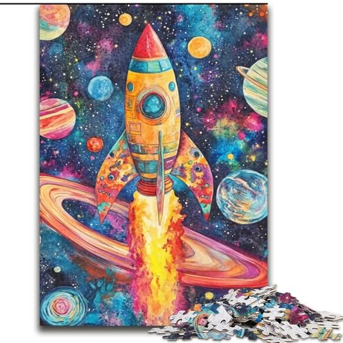 1000-teiliges Puzzle Weltraumrakete, geeignet für Kinder ab 14 Jahren, Lernspiele für zu Hause, DIY-Spielzeug, Kunstwerk, Geschenk (Größe 26x38cm) von LiJianXXE