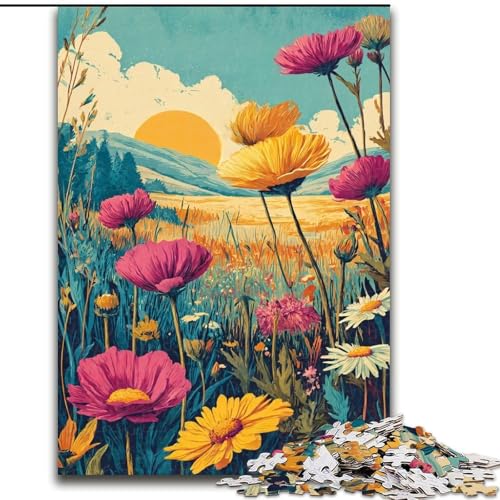 1000-teiliges Puzzle Wildblumensommer, geeignet für Kinder ab 14 Jahren, Lernspiele für zu Hause, DIY-Spielzeug, Kunstwerk, Geschenk (Größe 26x38cm) von LiJianXXE