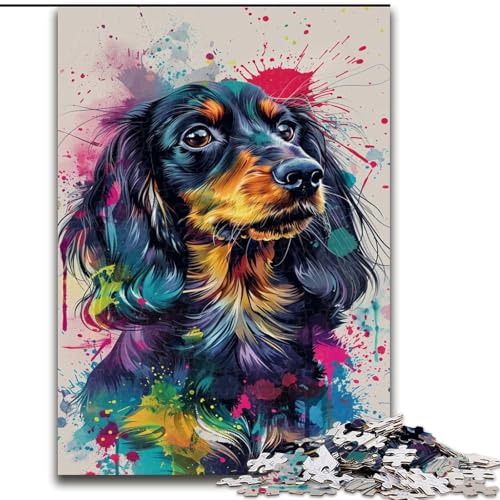 1000-teiliges Puzzle für Erwachsene, Aquarell-Dackel, Spielzeug, Lernspiele, Stressabbau, Eltern-Kind-Interaktion (Größe 26x38cm) von LiJianXXE