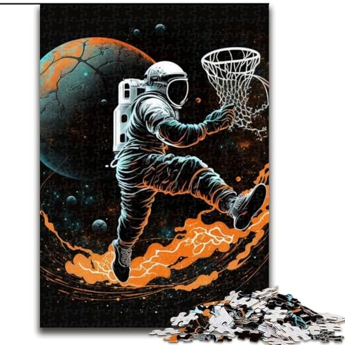 1000-teiliges Puzzle für Erwachsene, Astronaut spielt Basketball, aus Holz, für Teenager ab 14 Jahren, Heimdekoration, 50x75cm, pädagogisches und unterhaltsames Indoor-Spiel für die Heimdekoration von LiJianXXE