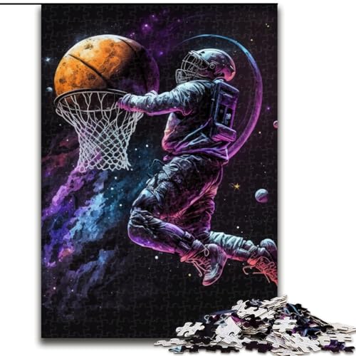 1000-teiliges Puzzle für Erwachsene, Astronaut spielt Basketball, aus Holz, lustige Aktivität für zu Hause, 50x75cm, Lernspielzeug für Teenager, Dekoration für das Homeoffice von LiJianXXE