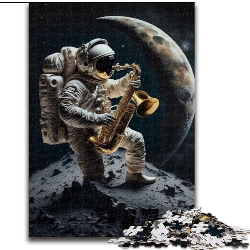 1000-teiliges Puzzle für Erwachsene, Astronaut spielt Saxophon, aus Holz, lustige Aktivität für zu Hause, 50x75cm, Lernspielzeug für Teenager, Dekoration für das Homeoffice von LiJianXXE