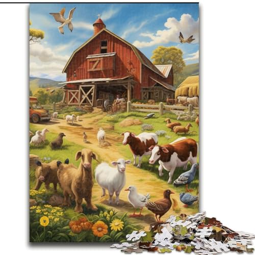 1000-teiliges Puzzle für Erwachsene, Bauernhoftier-Puzzle aus Holz, anspruchsvolles Denkspiel für Teenager, perfekt als Heimdekoration oder Geschenk, 1000 Teile(50x75cm) von LiJianXXE