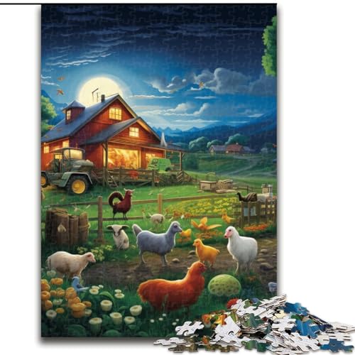 1000-teiliges Puzzle für Erwachsene, Bauernhoftier-Puzzle aus Pappe, Eltern, Partner, Freunde – ab 14 Jahren, 1000 Teile(26x38cm) von LiJianXXE