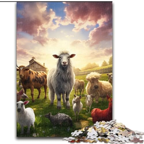 1000-teiliges Puzzle für Erwachsene, Bauernhoftier-Puzzle aus Pappe, Geburtstage, Weihnachten, Halloween, Erntedankfest, Ostern, 1000 Teile(26x38cm) von LiJianXXE