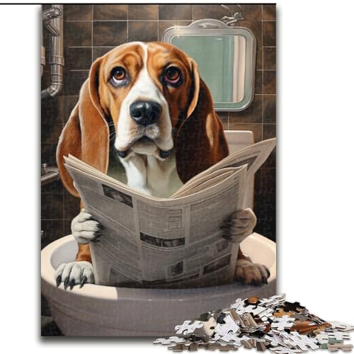 1000-teiliges Puzzle für Erwachsene, Beagle-Hund liest Zeitung, aus Holz, lustige Aktivität für zu Hause, 50x75cm, Lernspielzeug für Teenager, Dekoration für das Homeoffice von LiJianXXE