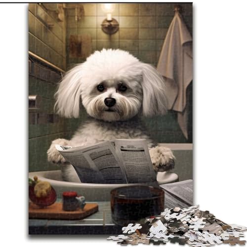 1000-teiliges Puzzle für Erwachsene, Bichon Frisé liest Zeitung, aus Holz, hochschwieriges Denkspiel für Teenager, 50x75cm, für Feiertage, Geburtstage und Familienspieleabende 1000-teiliges Puzzle für Erwachsene, Bichon Frisé liest Zeitung, aus Holz, hochschwieriges Denkspiel für Teenager, 50x75cm, für Feiertage, Geburtstage und Familienspieleabende von LiJianXXE