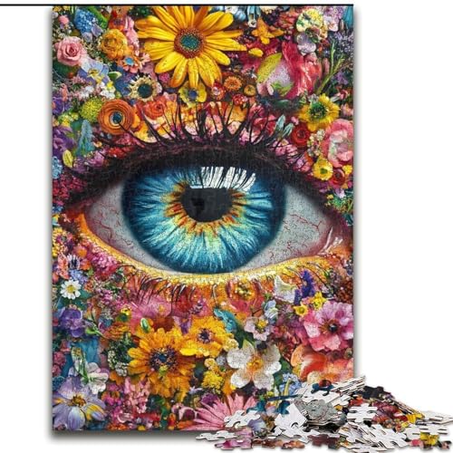 1000-teiliges Puzzle für Erwachsene, Blumenaugen, für Lernspiele, Herausforderungsspielzeug, zur Verbesserung des Gedächtnisses, für 14-Jährige (Größe 26x38cm) von LiJianXXE