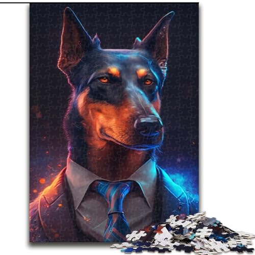 1000-teiliges Puzzle für Erwachsene, Boss Dobermann, aus Holz, Kinder ab 14 Jahren, 50x75cm, anspruchsvolles Denkspiel – entspannendes Spielzeug für Teenager von LiJianXXE
