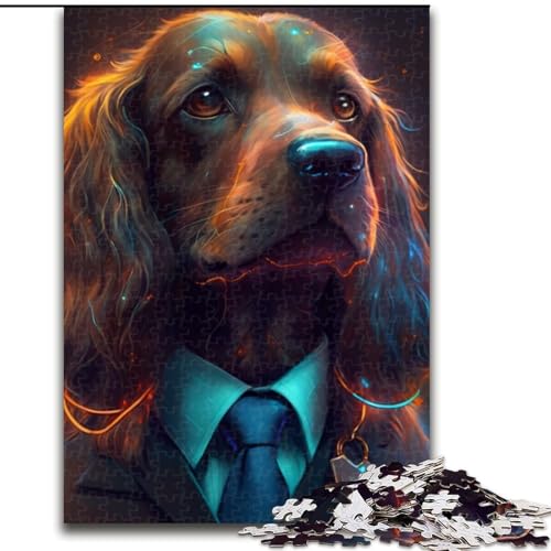 1000-teiliges Puzzle für Erwachsene, Boss Golden Retriever, aus Holz, für Teenager ab 14 Jahren, Heimdekoration, 50x75cm, pädagogisches und unterhaltsames Indoor-Spiel für die Heimdekoration von LiJianXXE