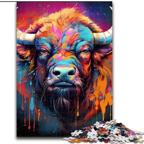1000-teiliges Puzzle für Erwachsene, Büffel, aus Holz, für Teenager ab 14 Jahren, Heimdekoration, 50x75cm, pädagogisches und unterhaltsames Indoor-Spiel für die Heimdekoration von LiJianXXE