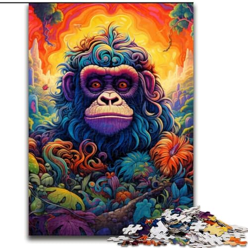 1000-teiliges Puzzle für Erwachsene, Bunte Gorillas, aus Pappe, anspruchsvolles Denkspiel für Teenager, perfekt als Heimdekoration oder Geschenk, 1000 Teile(26x38cm) von LiJianXXE