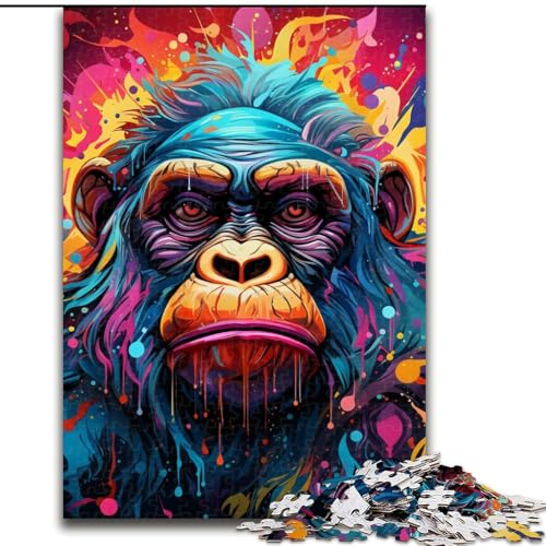 1000-teiliges Puzzle für Erwachsene, Bunte Gorillas, aus Pappe, ideal für Büro, Schlafzimmer, Wohnzimmerdekoration, 1000 Teile(26x38cm) von LiJianXXE