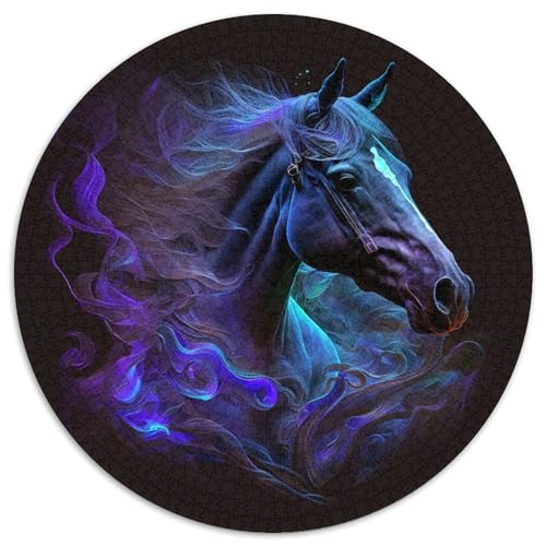 1000-teiliges Puzzle für Erwachsene, Cosmic Horse, 1000-teiliges rundes Puzzle für Erwachsene, Lernspielzeug für Jugendliche, Heimbüro-Dekor, 67,5 x 67,5 cm von LiJianXXE