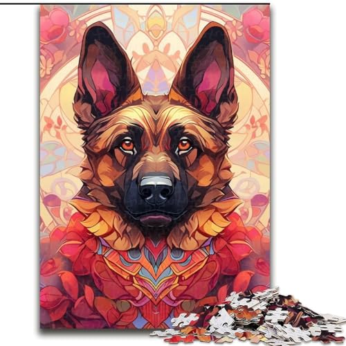1000-teiliges Puzzle für Erwachsene, Deutscher Schäferhund, aus Holz, Kinder ab 14 Jahren, 50x75cm, anspruchsvolles Denkspiel – entspannendes Spielzeug für Teenager von LiJianXXE