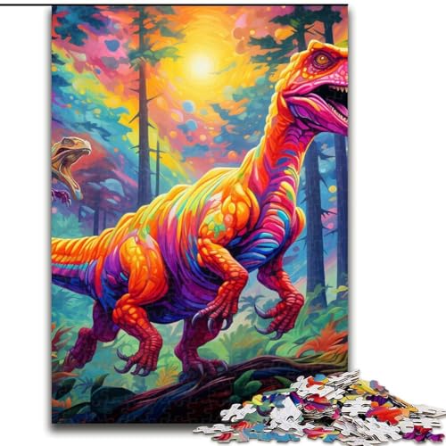1000-teiliges Puzzle für Erwachsene, Dinosaurier-Puzzle aus Holz, kompliziertes Design für Teenager, DIY-Dekor und gehirnfördernder Spaß, 1000 Teile(50x75cm) von LiJianXXE