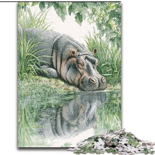 1000-teiliges Puzzle für Erwachsene, Dschungel-Nilpferd, Spielzeug, Lernspiele, Stressabbau, Eltern-Kind-Interaktion (Größe 26x38cm) von LiJianXXE