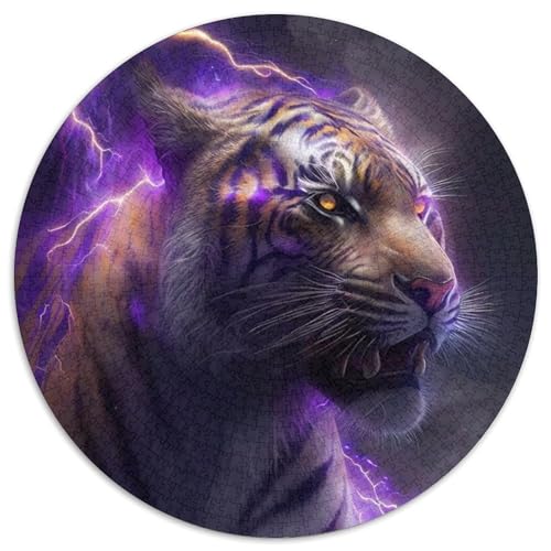1000-teiliges Puzzle für Erwachsene, Fantasie-Tiger, 1000-teiliges rundes Puzzle für Erwachsene, Lernspielzeug für Jugendliche, Heimbüro-Dekor, 67,5 x 67,5 cm von LiJianXXE