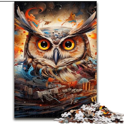 1000-teiliges Puzzle für Erwachsene, Fantasy-Kunst, Eulen-Puzzle aus Holz, ideal für Büro, Schlafzimmer, Wohnzimmer-Dekor, 1000 Teile(50x75cm) von LiJianXXE