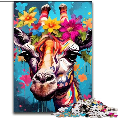 1000-teiliges Puzzle für Erwachsene, Giraffe mit Blumen, aus Holz, Kinder ab 14 Jahren, 50x75cm, Denkspiel für Teenager, Spieleabend mit der Familie 1000-teiliges Puzzle für Erwachsene, Giraffe mit Blumen, aus Holz, Kinder ab 14 Jahren, 50x75cm, Denkspiel für Teenager, Spieleabend mit der Familie von LiJianXXE