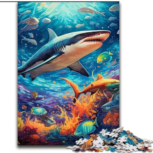 1000-teiliges Puzzle für Erwachsene, Hai, aus Holz, Kinder ab 14 Jahren, 50x75cm, Denkspiel für Teenager, Spieleabend mit der Familie 1000-teiliges Puzzle für Erwachsene, Hai, aus Holz, Kinder ab 14 Jahren, 50x75cm, Denkspiel für Teenager, Spieleabend mit der Familie von LiJianXXE