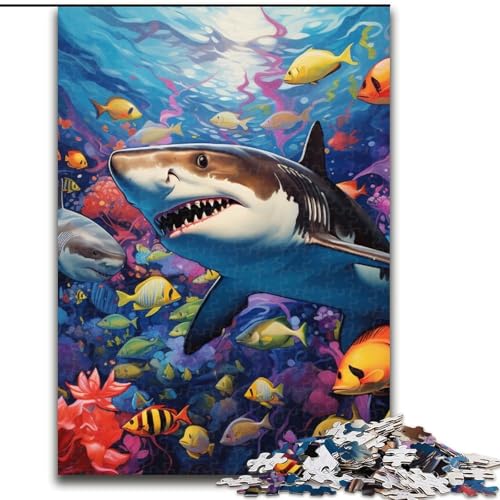 1000-teiliges Puzzle für Erwachsene, Hai, aus Holz, lustiges Geschenk und Beschäftigung für zu Hause, 50x75cm, Denkspiel für Teenager 1000-teiliges Puzzle für Erwachsene, Hai, aus Holz, lustiges Geschenk und Beschäftigung für zu Hause, 50x75cm, Denkspiel für Teenager von LiJianXXE
