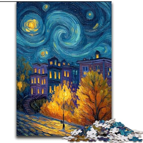 1000-teiliges Puzzle für Erwachsene, Herbst unter dem Nachthimmel, Spielzeug, Lernspiele, Stressabbau, Eltern-Kind-Interaktion (Größe 26x38cm) von LiJianXXE